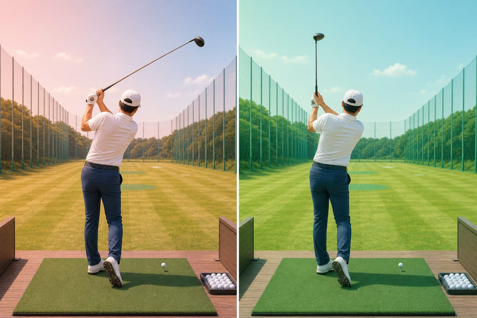 トップでのシャフトの向き比較:シャフトクロスとまっすぐ