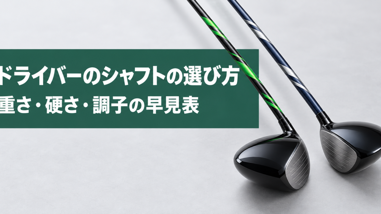 緑と紺のシャフトを付けた2本のドライバー（ドライバーのシャフトの選び方）