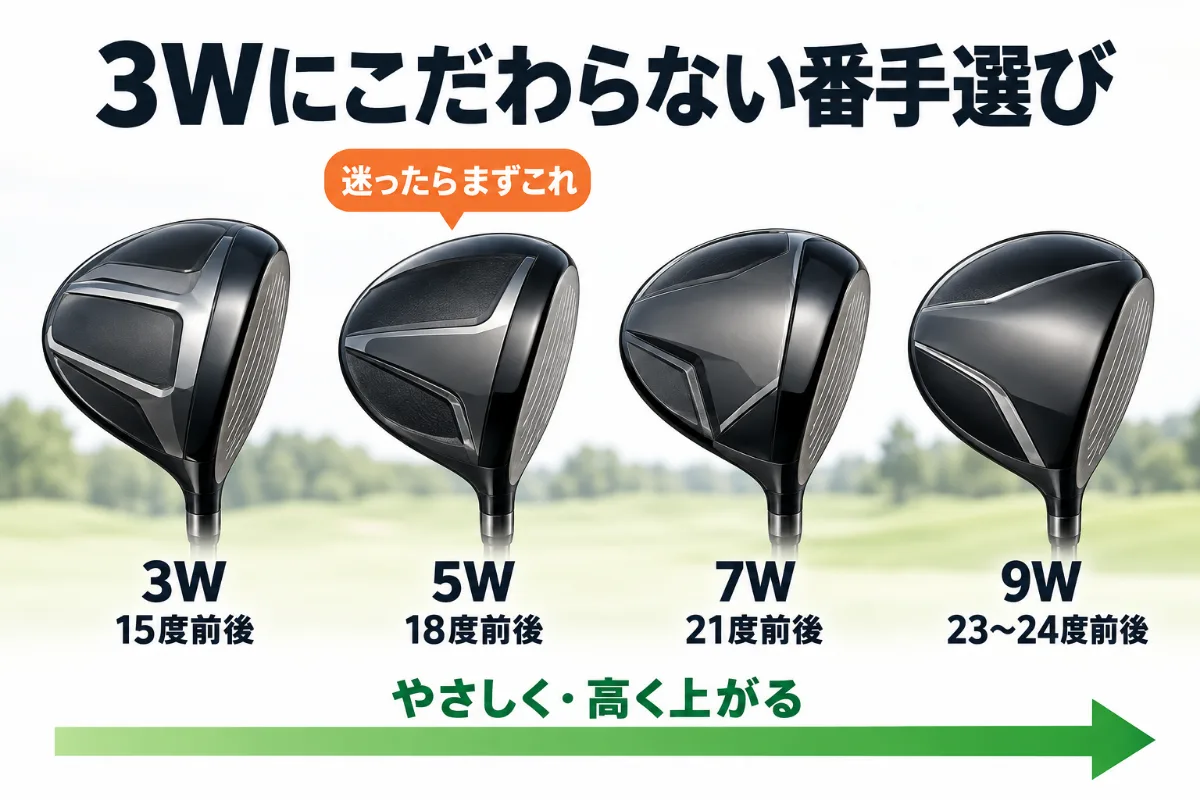 フェアウェイウッドの番手とロフト