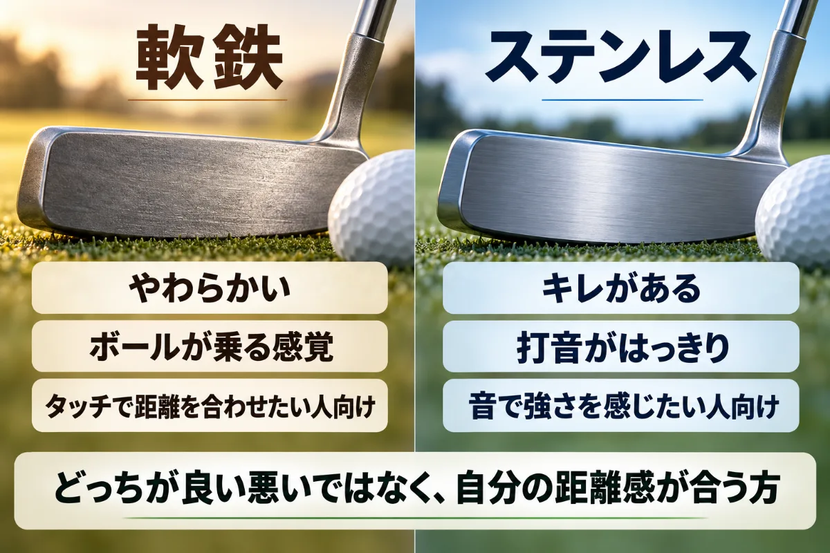 素材で変わるパターの打感（軟鉄とステンレスの比較）